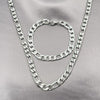 Collar y Pulso 06.116.0026 Acero Inoxidable, Diseño de Figaro, Diamantado, Acero