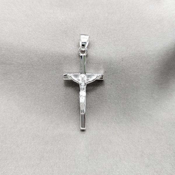 Dije Religioso 05.395.0007 Plata Rodinada, Diseño de Crucifijo, Pulido, Plateado