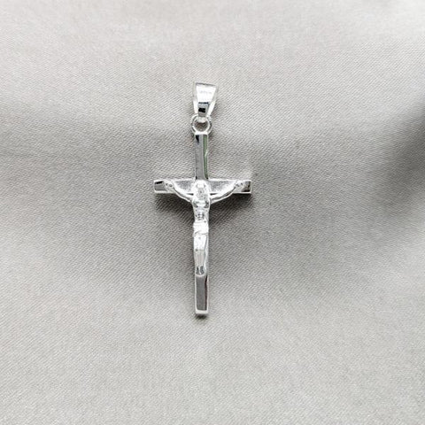 Dije Religioso 05.395.0007 Plata Rodinada, Diseño de Crucifijo, Pulido, Plateado