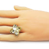 Anillo Elegante 01.213.0068 Oro Laminado, Diseño de Flor, Diamantado, Dorado