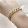Pulsera Elegante 03.283.0488.07 Oro Laminado, Diseño de Miami Cubana, con Zirconia Cubica Blanca, Pulido, Dorado