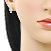 Arete Dormilona 02.156.0734 Oro Laminado, Diseño de Cruz, con Zirconia Cubica Blanca, Pulido, Dorado