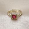 Anillo Multi Piedra 01.196.0041 Oro Laminado, Diseño de Cluster, con Zirconia Cubica Rubi y Blanca, Pulido, Dorado
