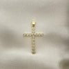 Dije Religioso 05.102.0046 Oro Laminado, Diseño de Cruz, con Zirconia Cubica Blanca, Pulido, Dorado