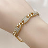 Pulsera Elegante 03.283.0470.08 Oro Laminado, Diseño de Puff Mariner y Miami Cubana, Diseño de Puff Mariner, con Zirconia Cubica Blanca, Pulido, Dorado