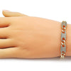 Pulsera Elegante 03.283.0470.08 Oro Laminado, Diseño de Puff Mariner y Miami Cubana, Diseño de Puff Mariner, con Zirconia Cubica Blanca, Pulido, Dorado