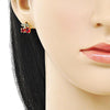 Arete Dormilona 02.283.0284 Oro Laminado, Diseño de Cereza, con Zirconia Cubica Granate y Micro PaveVerde, Pulido, Dorado