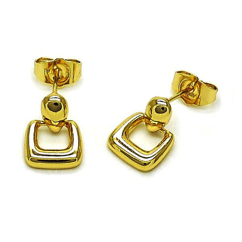 Arete Dormilona 02.283.0236 Oro Laminado, Diseño de Hebillas de Cinturon, Pulido, Dorado