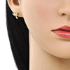 Arete Dormilona 02.342.0285 Oro Laminado, Diseño de Pajaro, con Micro Pave Blanca y Rubi, Pulido, Dorado