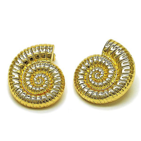 Arete Dormilona 02.163.0388 Oro Laminado, Diseño de Caracol, Pulido, Dorado