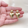 Arete Dormilona 02.282.0019 Oro Laminado, Diseño de Corazon, Pulido, Dorado