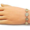 Pulsera Elegante 03.253.0050.1.07 Oro Laminado, Diseño de Guadalupe, con Zirconia Cubica Blanca, Pulido, Dorado