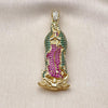 Dije Religioso 05.253.0197 Oro Laminado, Diseño de Guadalupe, con Zirconia Cubica Multicolor, Pulido, Dorado