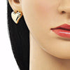 Arete Dormilona 02.213.0624 Oro Laminado, Diseño de Corazon, Pulido, Dorado