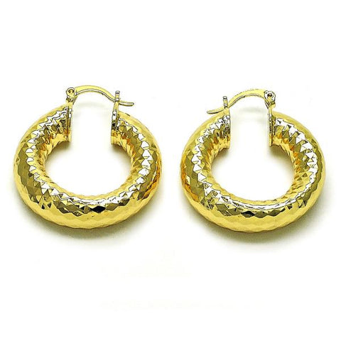Argolla Mediana 02.163.0317.30 Oro Laminado, Diseño de Hueco, Diamantado, Dorado