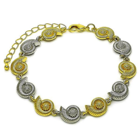 Pulsera Tennis 03.341.0239.07 Oro Laminado, Diseño de Caracol, Diamantado, Dos Tonos