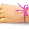 Pulsera Bolo Ajustable 03.362.0028.07 Oro Laminado, Diseño de Arco, con Cristal Fuchsia, Dorado
