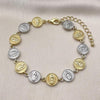 Pulsera Tennis 03.341.0241.07 Oro Laminado, Diseño de Guadalupe, Diamantado, Dos Tonos