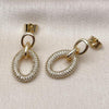 Arete Dormilona 02.283.0292 Oro Laminado, con Micro Pave Blanca, Pulido, Dorado