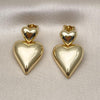 Arete Dormilona 02.282.0019 Oro Laminado, Diseño de Corazon, Pulido, Dorado