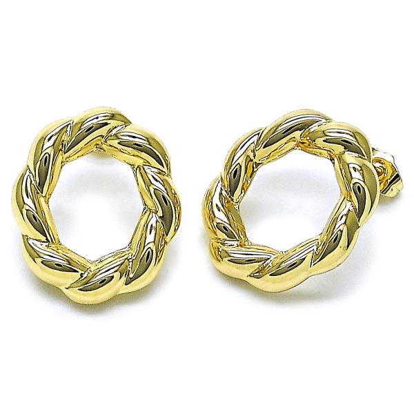 Arete Dormilona 02.163.0364 Oro Laminado, Diseño de Hueco, Pulido, Dorado