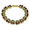 Pulsera Tennis 03.284.0059.1.08 Oro Laminado, Diseño de Cereza, con Zirconia Cubica Granate y Verde, Pulido, Dorado