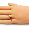 Anillo Elegante 01.421.0001 Oro Laminado, Diseño de Chile, Esmaltado Rojo, Dorado