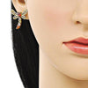 Juego de Arete y Dije de Adulto 10.316.0034.4 Oro Laminado, Diseño de Libelula, con Zirconia Cubica Multicolor, Pulido, Dorado