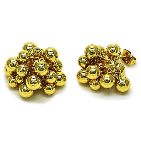 Arete Dormilona 02.282.0041 Oro Laminado, Diseño de Bola, Pulido, Dorado