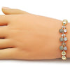 Pulsera Elegante 03.283.0474.1.07 Oro Laminado, Diseño de Cereza y Bola, Diseño de Cereza, con Zirconia Cubica Blanca y Micro PaveBlanca, Pulido, Dorado