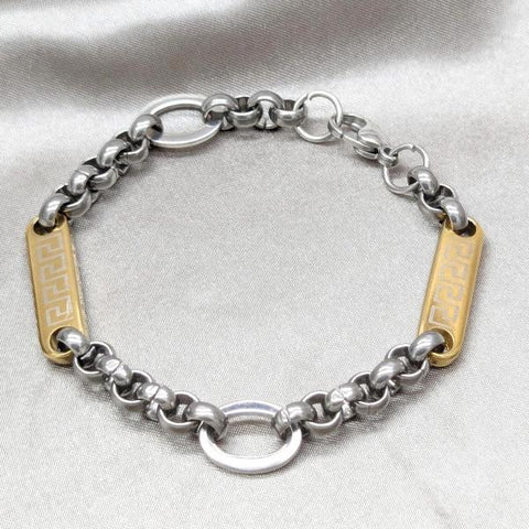 Pulsera Elegante 03.63.22993.08 Acero Inoxidable, Diseño de Llave Griega, Pulido, Dos Tonos