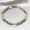 Pulsera Elegante 03.63.22993.08 Acero Inoxidable, Diseño de Llave Griega, Pulido, Dos Tonos