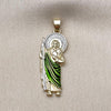Dije Religioso 05.210.0014 Oro Laminado, Diseño de San Judas, Pulido, Tricolor