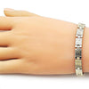 Pulsera Solida 03.213.0382.08 Oro Laminado, Diseño de Llave Griega, Pulido, Dorado