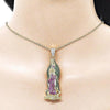 Dije Religioso 05.253.0197 Oro Laminado, Diseño de Guadalupe, con Zirconia Cubica Multicolor, Pulido, Dorado