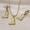 Juego de Arete y Dije de Adulto 10.341.0015 Oro Laminado, Diseño de Zapato, Pulido, Dorado