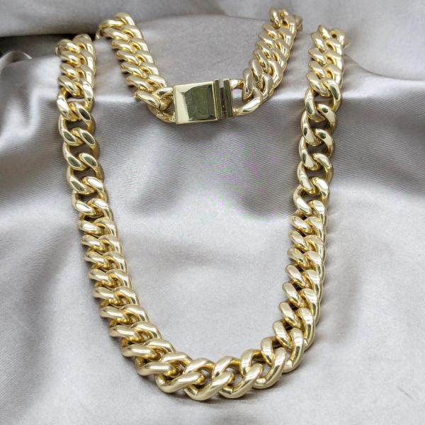 Collar y Pulso 06.63.0307.29 Acero Inoxidable, Diseño de Miami Cubana, Pulido, Dorado