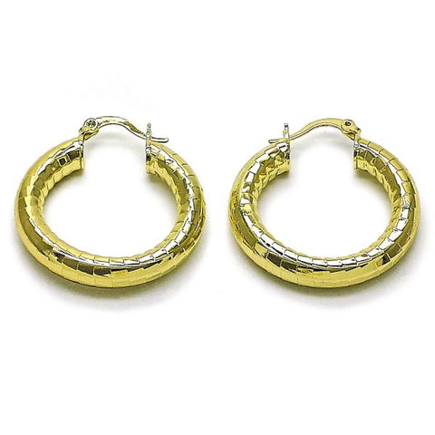Argolla Mediana 02.213.0314.30 Oro Laminado, Diseño de Hueco, Diamantado, Dorado