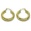Argolla Mediana 02.213.0314.30 Oro Laminado, Diseño de Hueco, Diamantado, Dorado