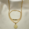 Collar y Pulso 06.63.0263 Oro Laminado, Diseño de Dinero, Pulido, Dorado