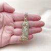 Dije Religioso 05.253.0197.1 Oro Laminado, Diseño de Guadalupe, con Zirconia Cubica Blanca, Pulido, Dorado
