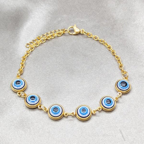 Pulsera Elegante 03.63.22101.08 Acero Inoxidable, Diseño de Ojo Griego, con Cristal Zafiro Azul, Pulido, Dorado