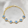 Pulsera Elegante 03.63.22101.08 Acero Inoxidable, Diseño de Ojo Griego, con Cristal Zafiro Azul, Pulido, Dorado