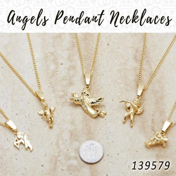 Kit Surtido de 25 Collares con Dijes de Ángeles de Oro Laminado al por mayor — SKU 139579