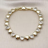 Pulsera Tennis 03.213.0335.08 Oro Laminado, Diseño de Corazon, con Zirconia Cubica Blanca, Pulido, Dorado