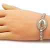 Pulsera Elegante 03.283.0476.07 Oro Laminado, Diseño de Guadalupe y Baguette, Diseño de Guadalupe, con Zirconia Cubica Blanca, Pulido, Dorado