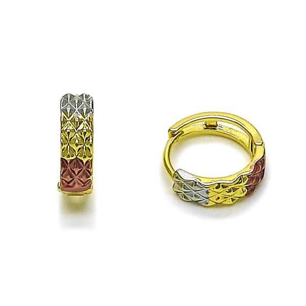 Argolla Huggie 02.156.0731.15 Oro Laminado, Diamantado, Tricolor