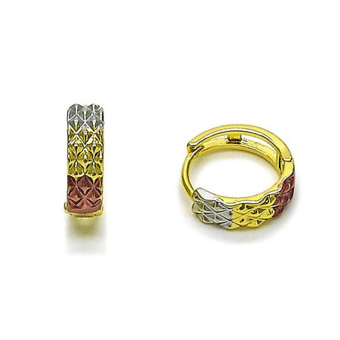 Argolla Huggie 02.156.0731.15 Oro Laminado, Diamantado, Tricolor