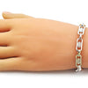 Pulsera Elegante 03.411.0076.08 Oro Laminado, Diseño de Guadalupe, Pulido, Tricolor