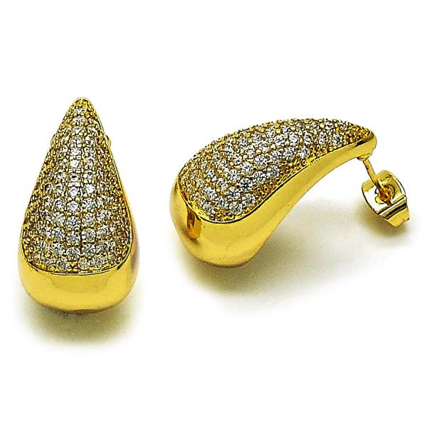 Arete Dormilona 02.282.0029 Oro Laminado, Diseño de Gota, con Zirconia Cubica Blanca, Pulido, Dorado